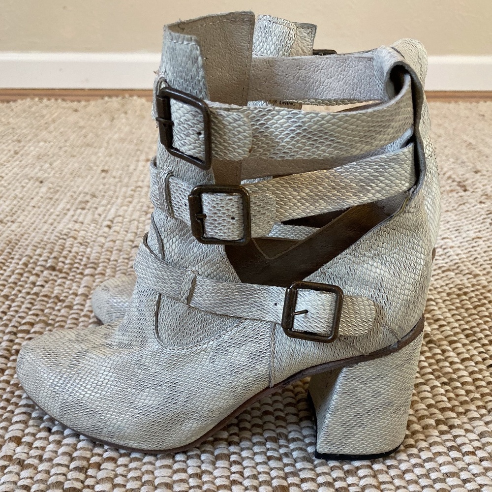 Teddy Freebird Snakeskin Booties (Size 8)